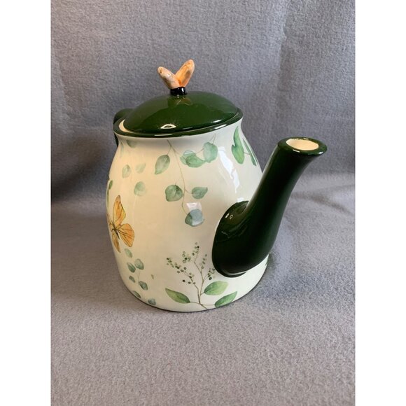 Cracker Barrel Nature Susan Winget Teapot Butterfly and Plants with box - Picture 2 of 13